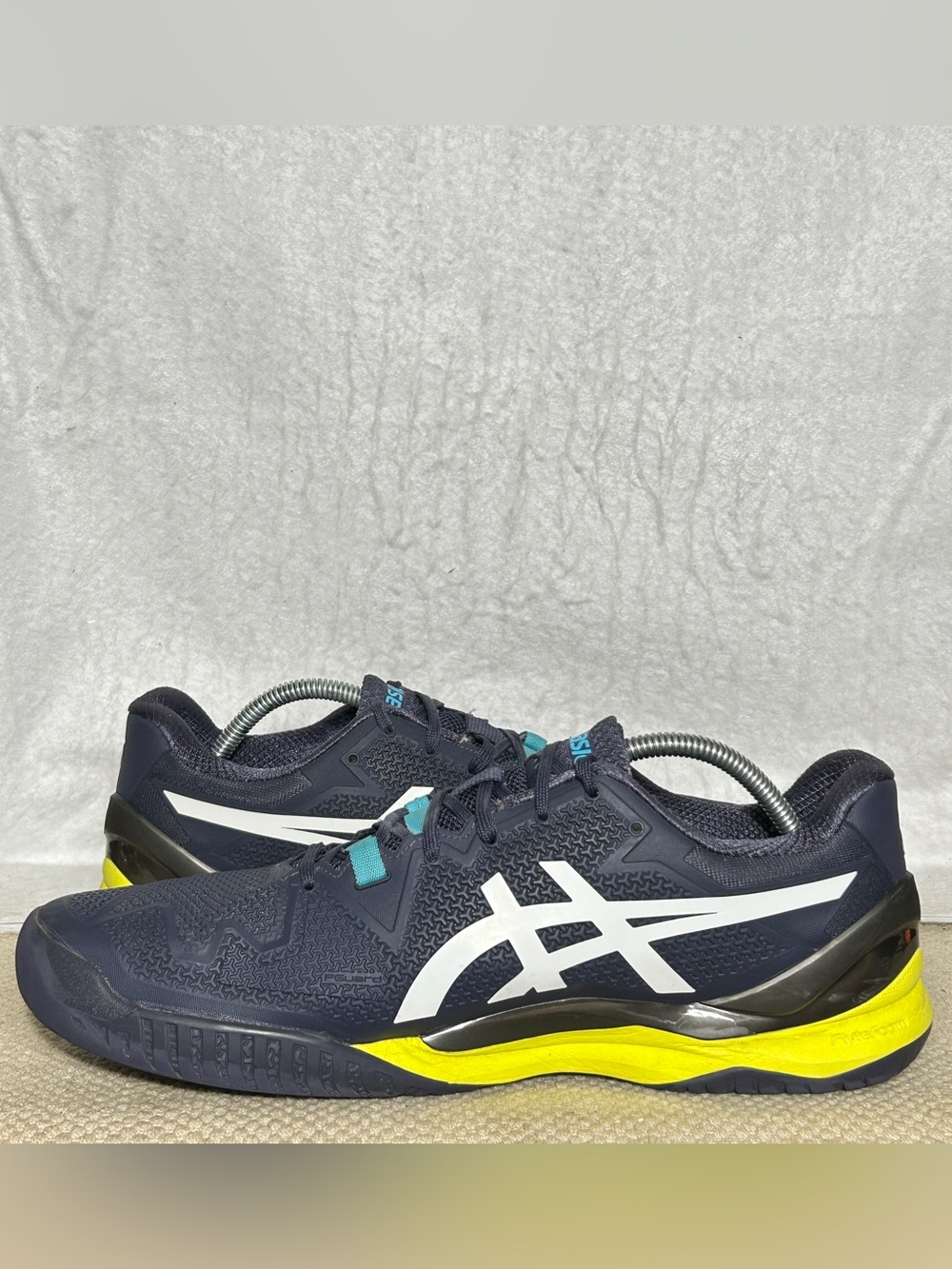 Asics Mens Blue/Yellow GEL-Resolution 8 Tennis Athletic Sneakers Shoes SZ 12 - Picture 7 of 11